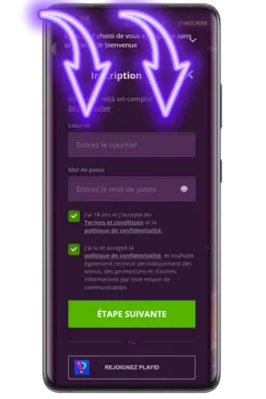 Formulaire email mot passe Malina Casino Paris